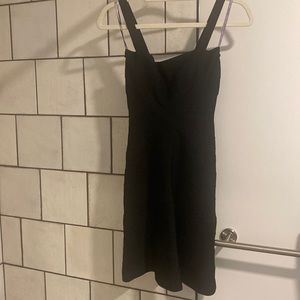 Black herve leger bottom flowy fitted dress